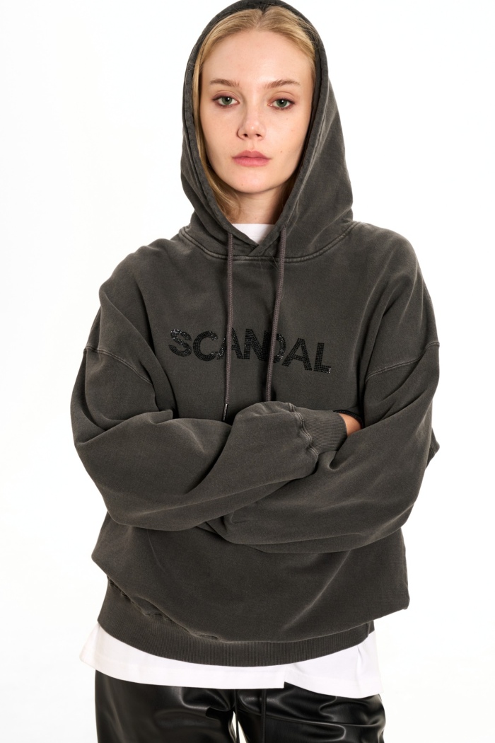 Seven Lab - Худи оверсайз с надписью SCANDAL в цвете графит