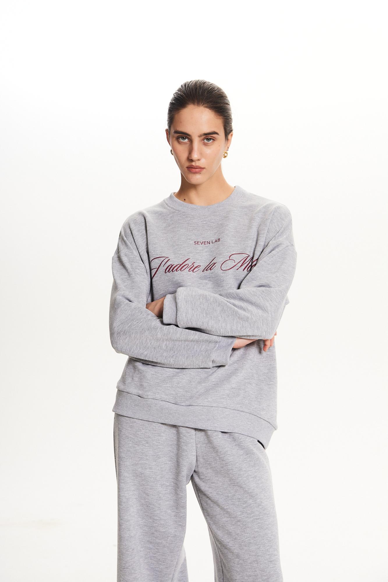 Seven Lab - Свитшот и брюки с надписью в сером цвете