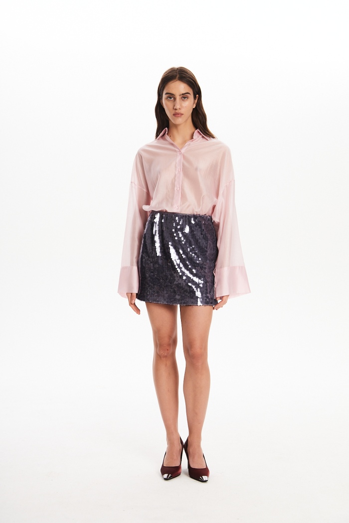 Seven Lab - Юбка мини с пайетками в сером цвете