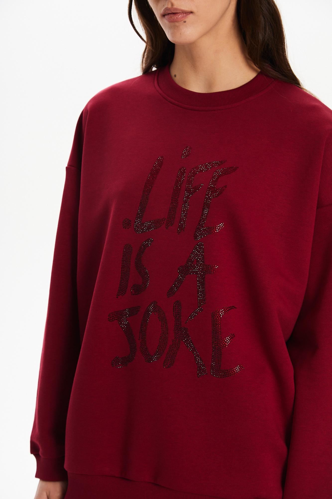 Seven Lab - Свитшот и брюки с надписью из страз в бордовом цвете