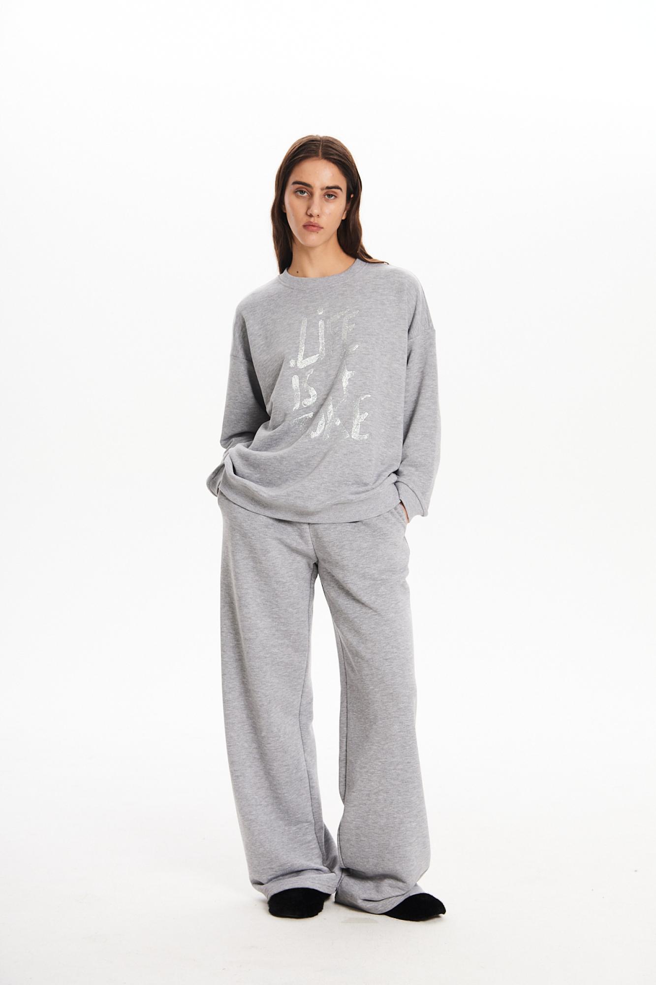 Seven Lab - Свитшот и брюки с надписью из страз в сером цвете
