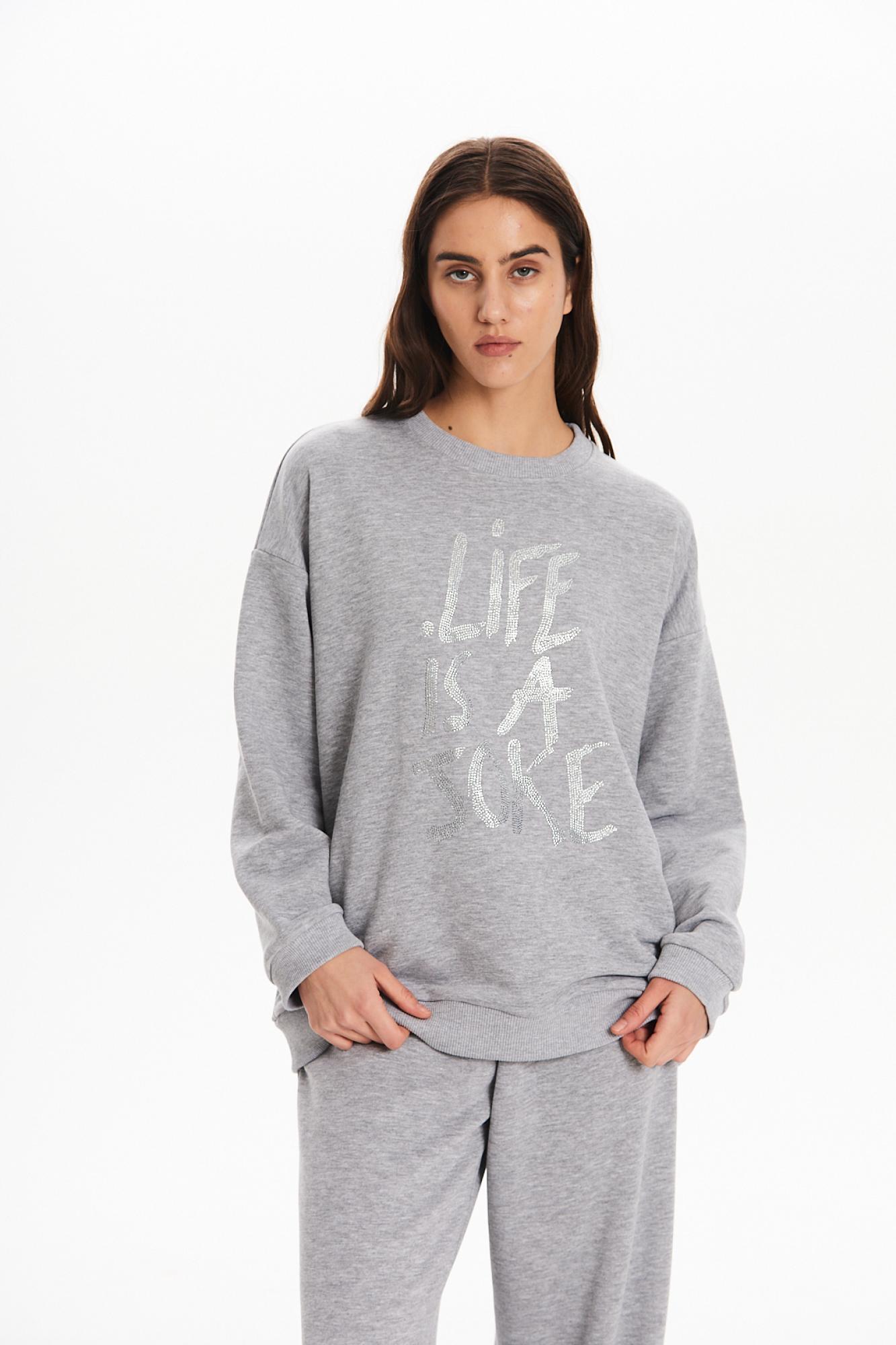 Seven Lab - Свитшот и брюки с надписью из страз в сером цвете
