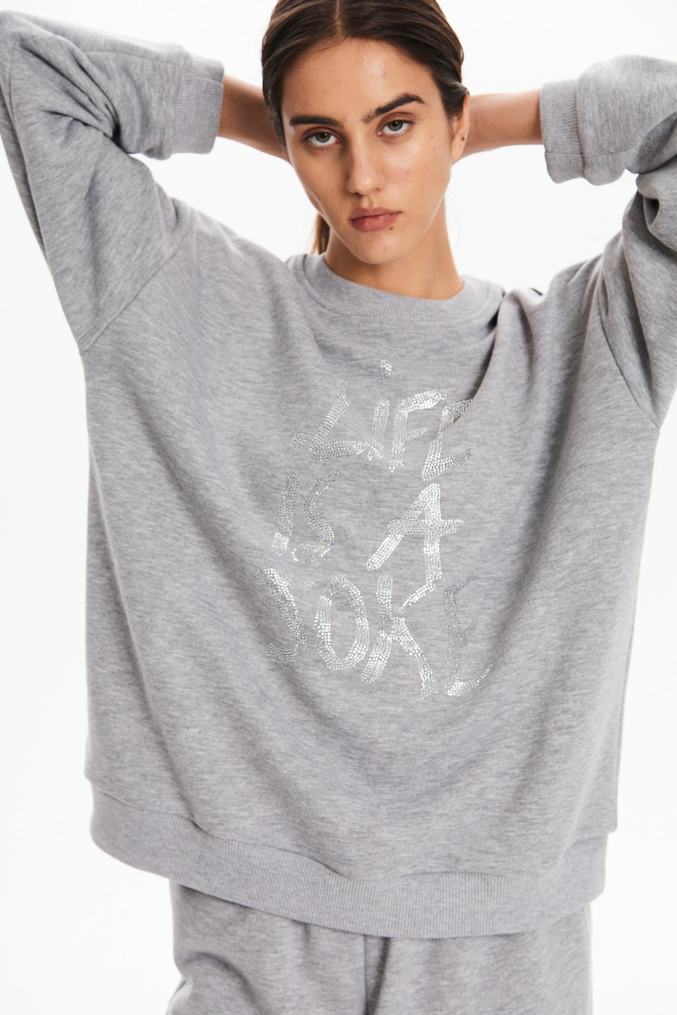 Seven Lab - Свитшот и брюки с надписью из страз в сером цвете