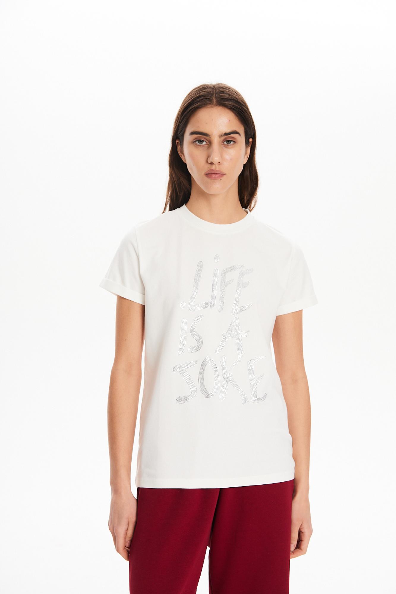 Seven Lab - Футболка со стразами в белом цвете