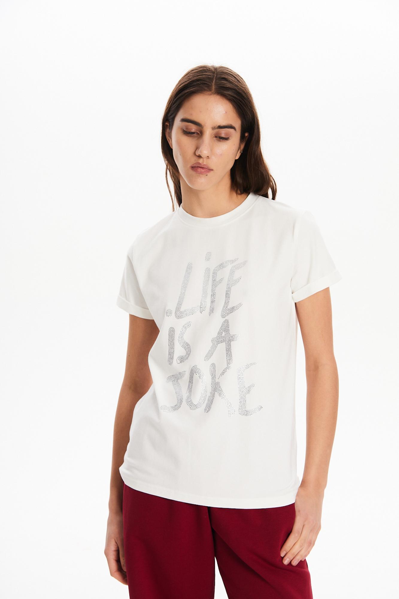 Seven Lab - Футболка со стразами в белом цвете