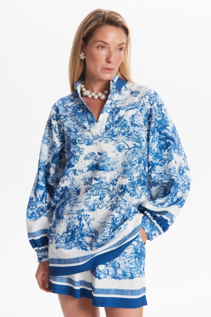 Seven Lab - Блуза с принтом туаль в синем цвете