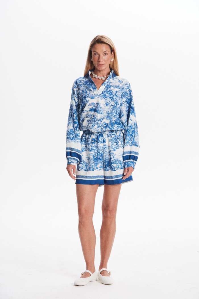 Seven Lab - Блуза с принтом туаль в синем цвете