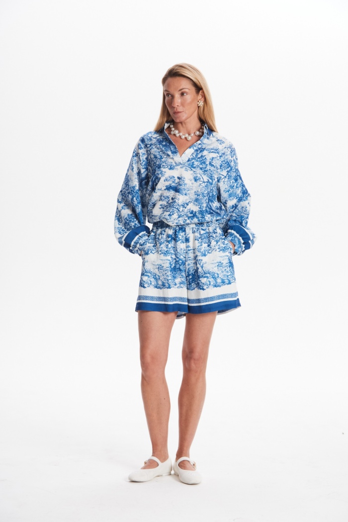 Seven Lab - Блуза с принтом туаль в синем цвете