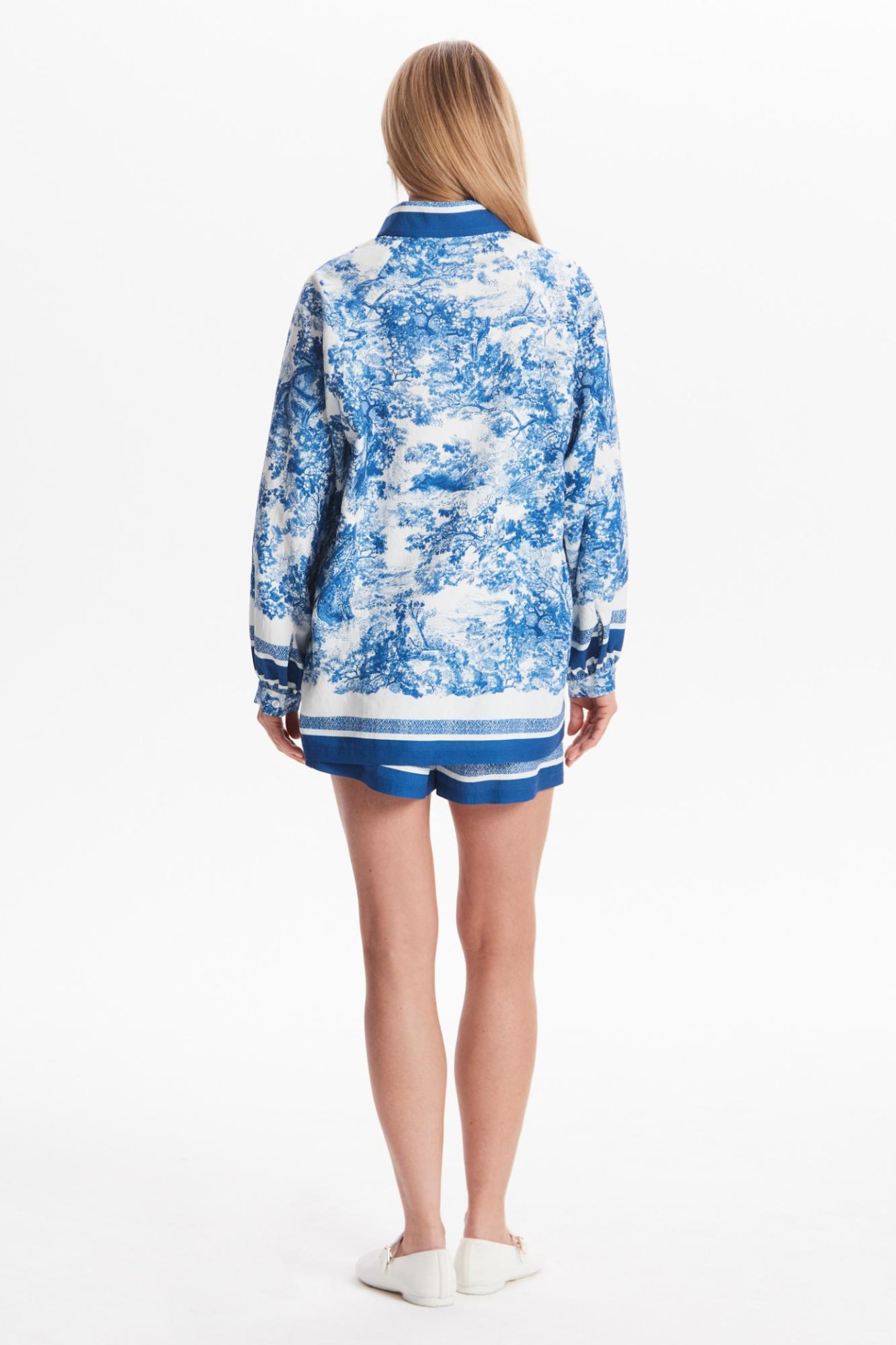 Seven Lab - Блуза с принтом туаль в синем цвете