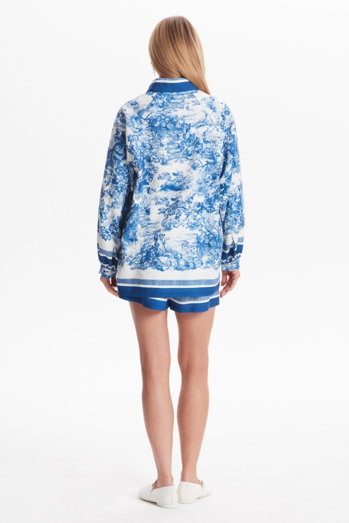 Seven Lab - Блуза с принтом туаль в синем цвете