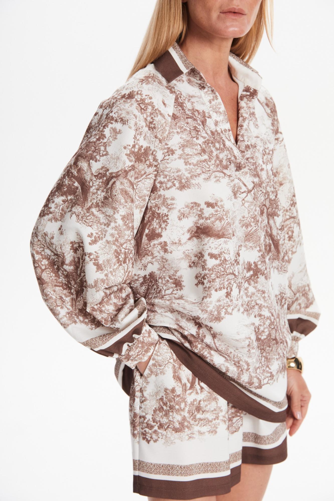 Seven Lab - Блуза с принтом туаль в коричневом цвете