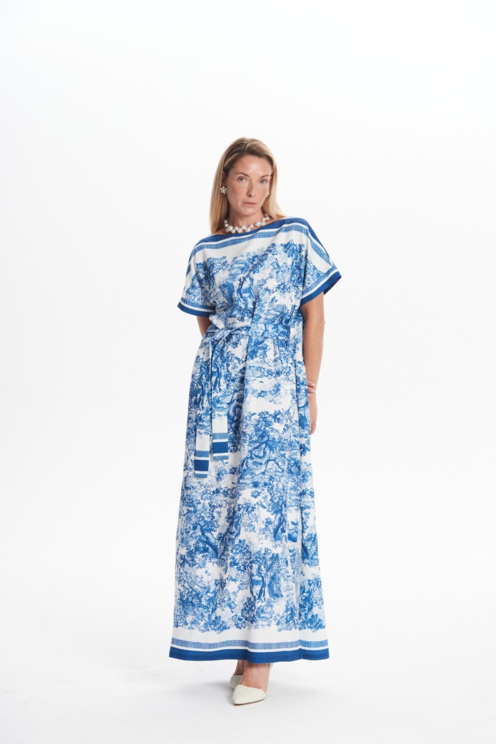Seven Lab - Платье с принтом туаль в синем цвете