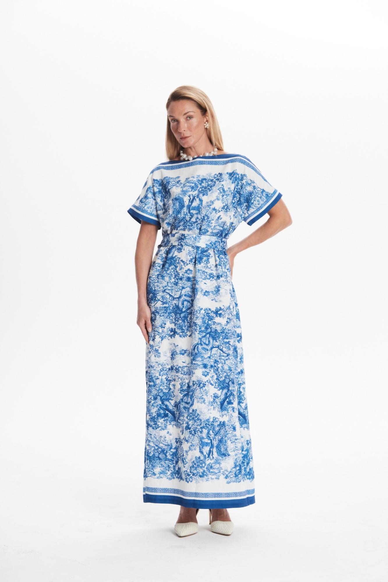 Seven Lab - Платье с принтом туаль в синем цвете