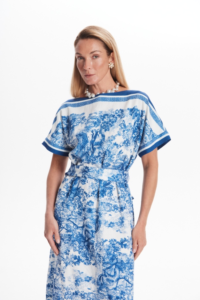 Seven Lab - Платье с принтом туаль в синем цвете