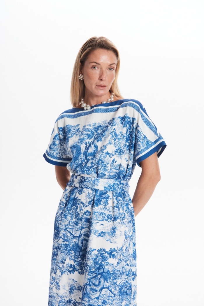 Seven Lab - Платье с принтом туаль в синем цвете