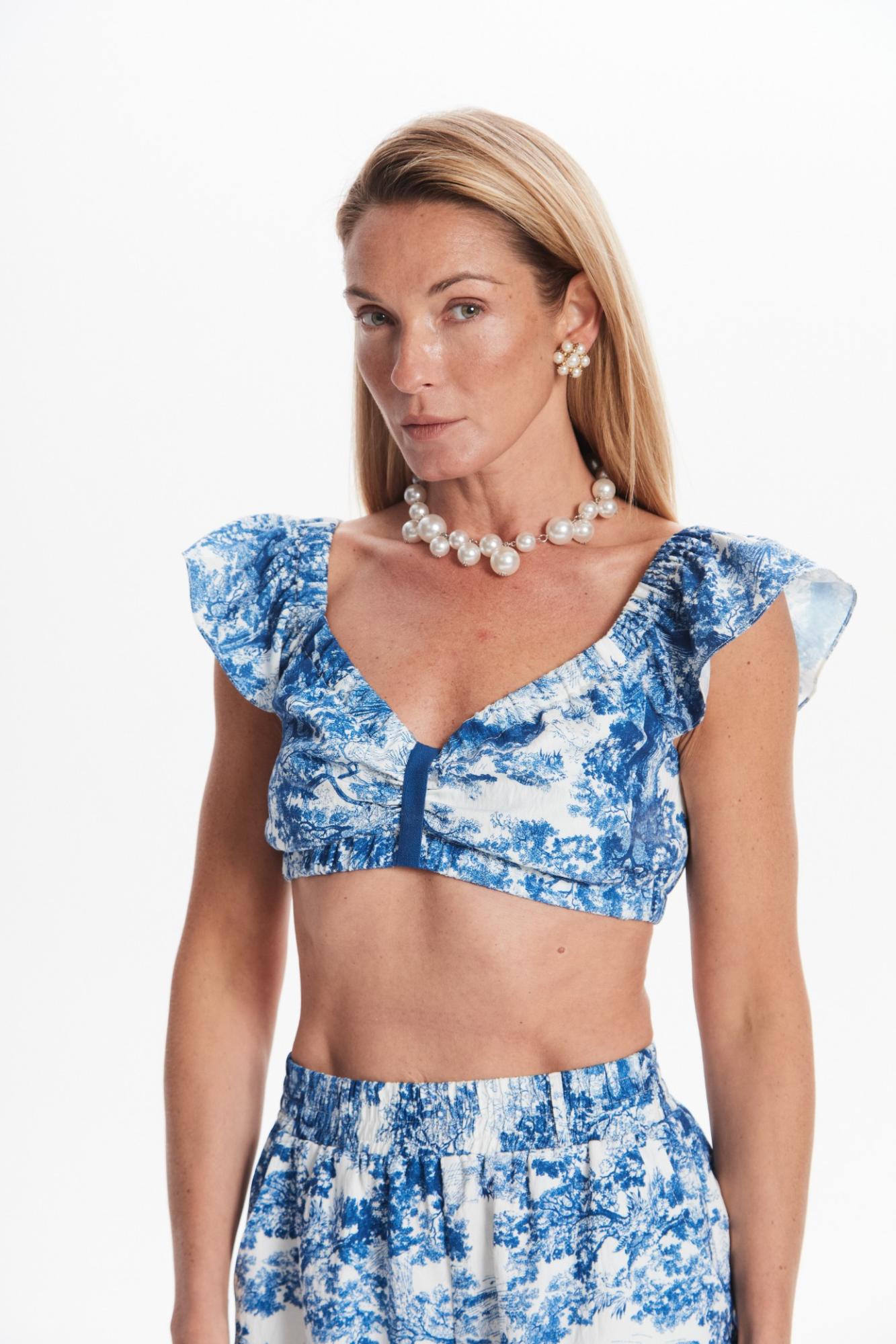 Seven Lab - Топ с принтом туаль в синем цвете