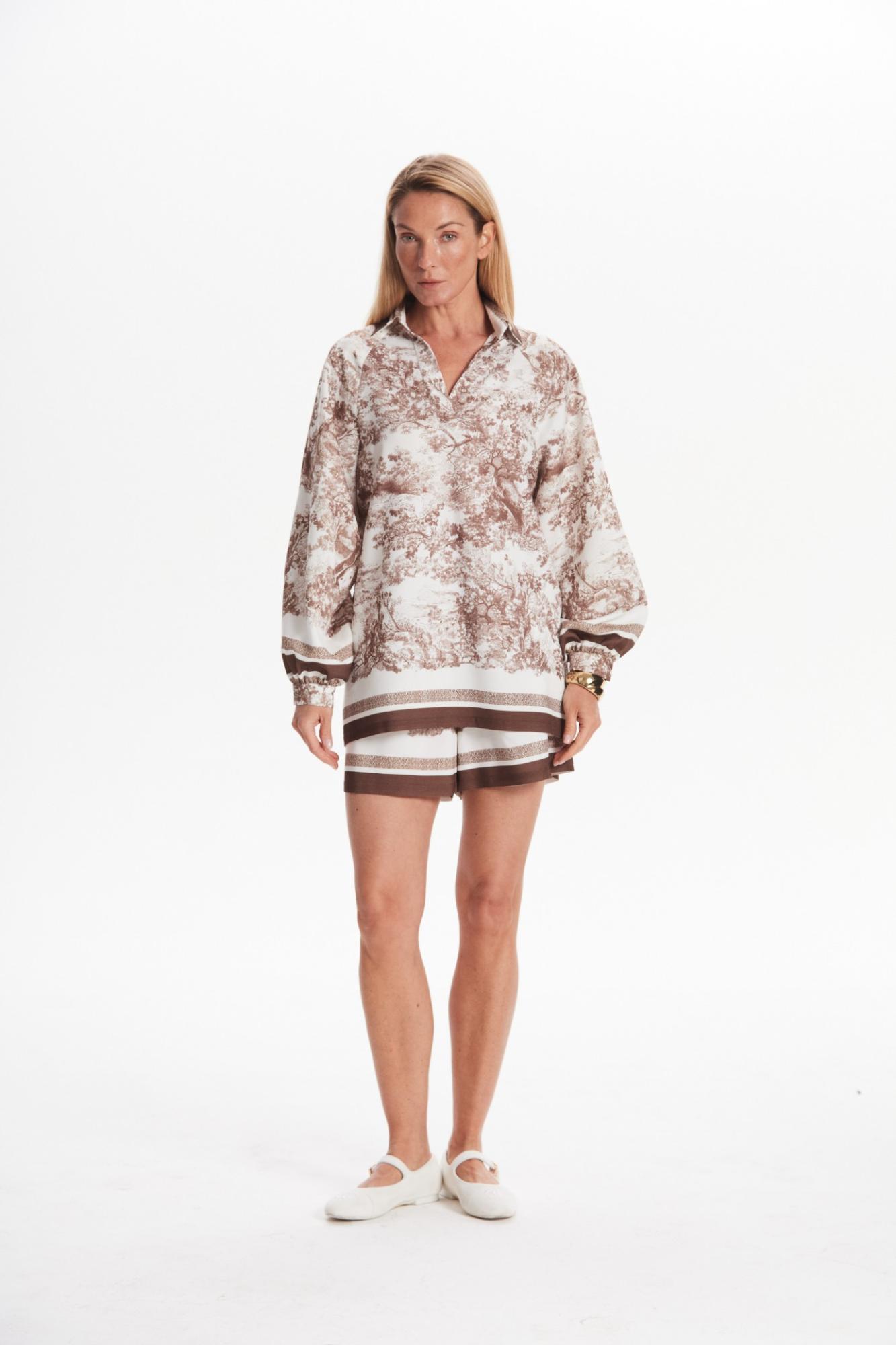 Seven Lab - Шорты с принтом туаль в коричневом цвете