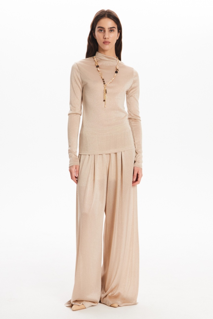 Seven Lab - Брюки палаццо в бежевом цвете