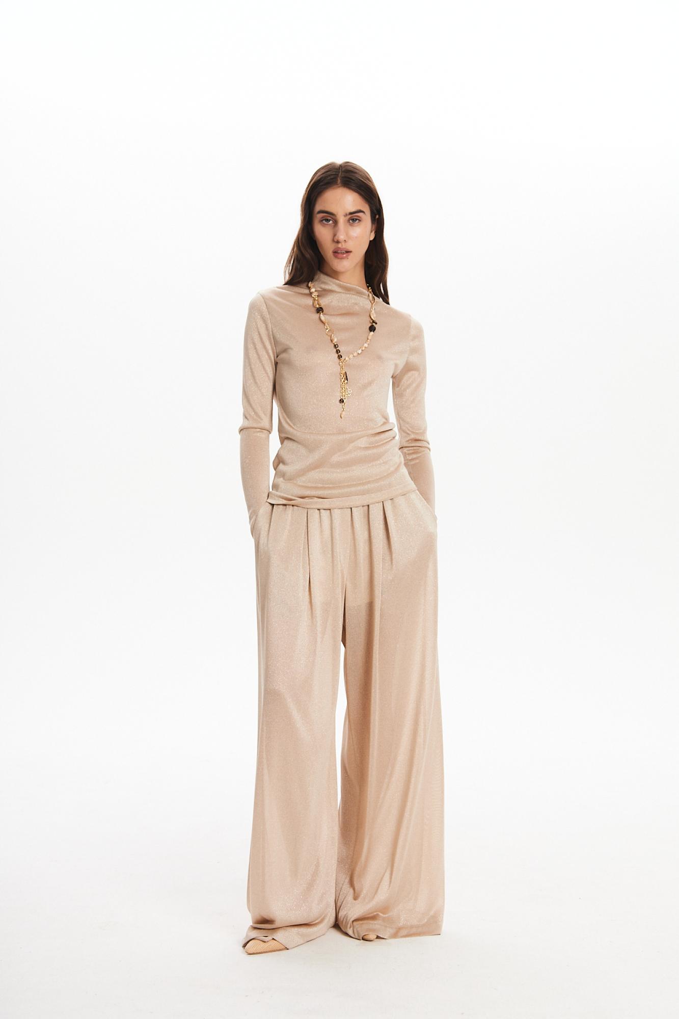 Seven Lab - Брюки палаццо в бежевом цвете