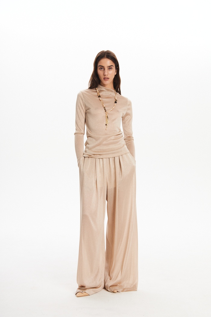Seven Lab - Брюки палаццо в бежевом цвете
