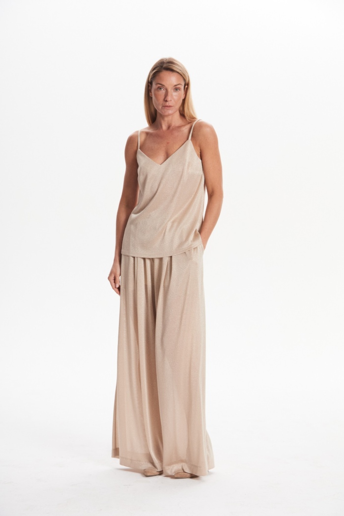 Seven Lab - Топ с люрексом в бежевом цвете