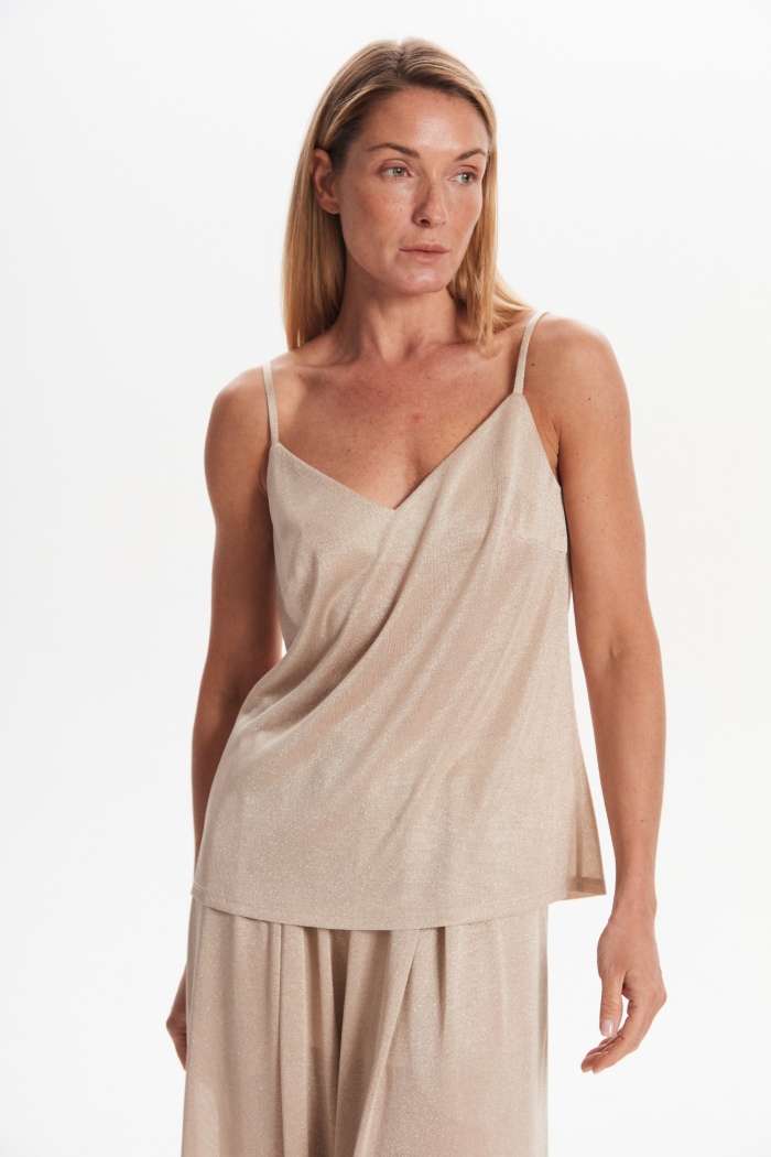 Seven Lab - Топ с люрексом в бежевом цвете