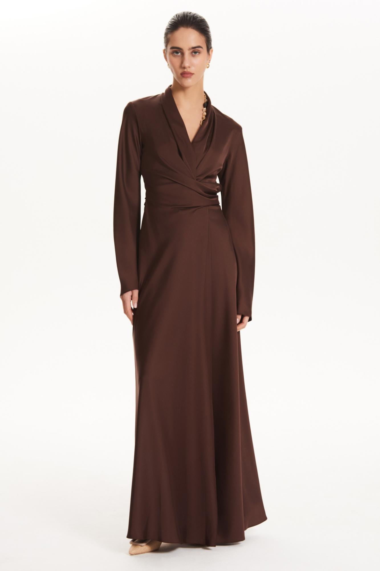 Seven Lab - Платье на запах в шоколадном цвете