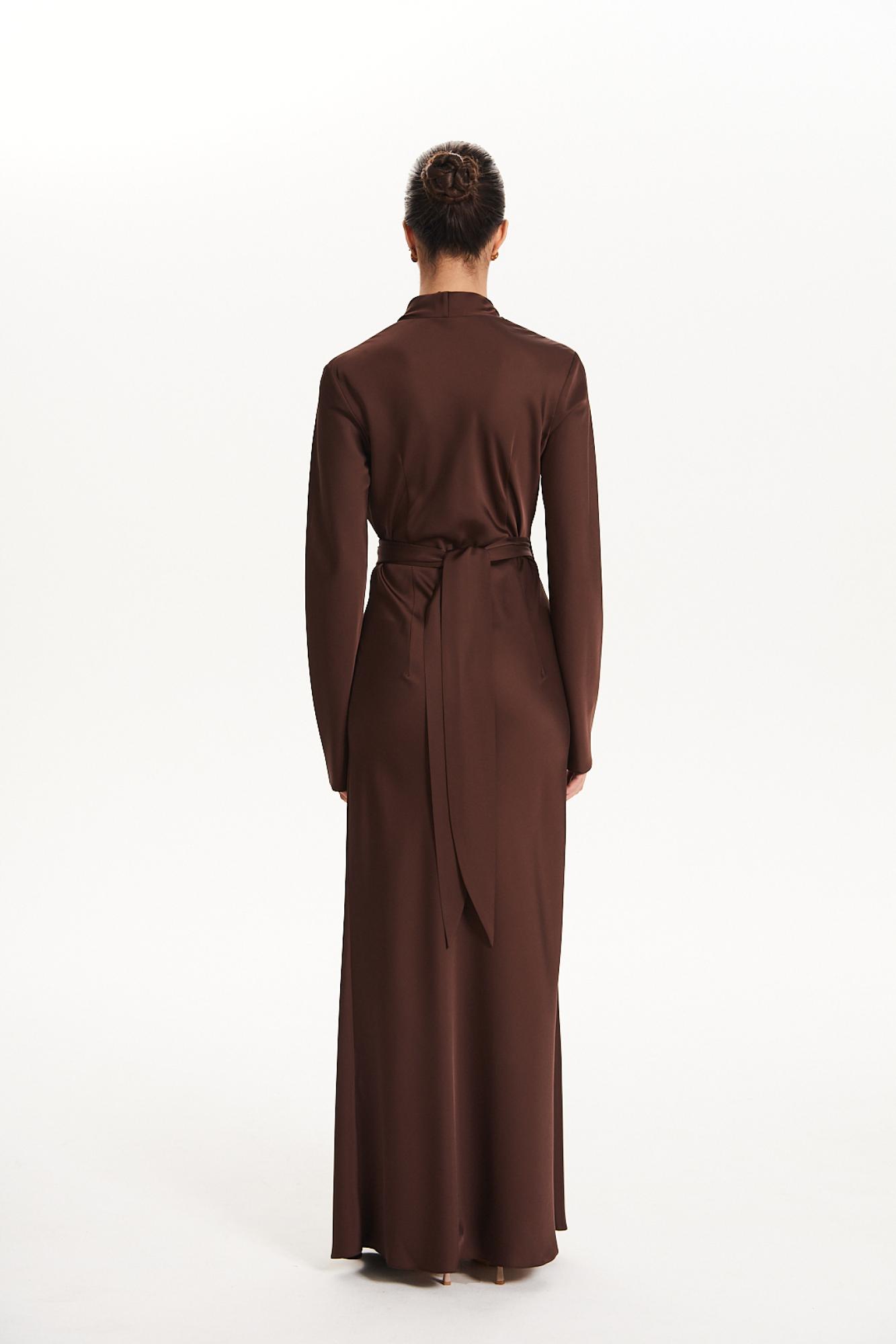 Seven Lab - Платье на запах в шоколадном цвете