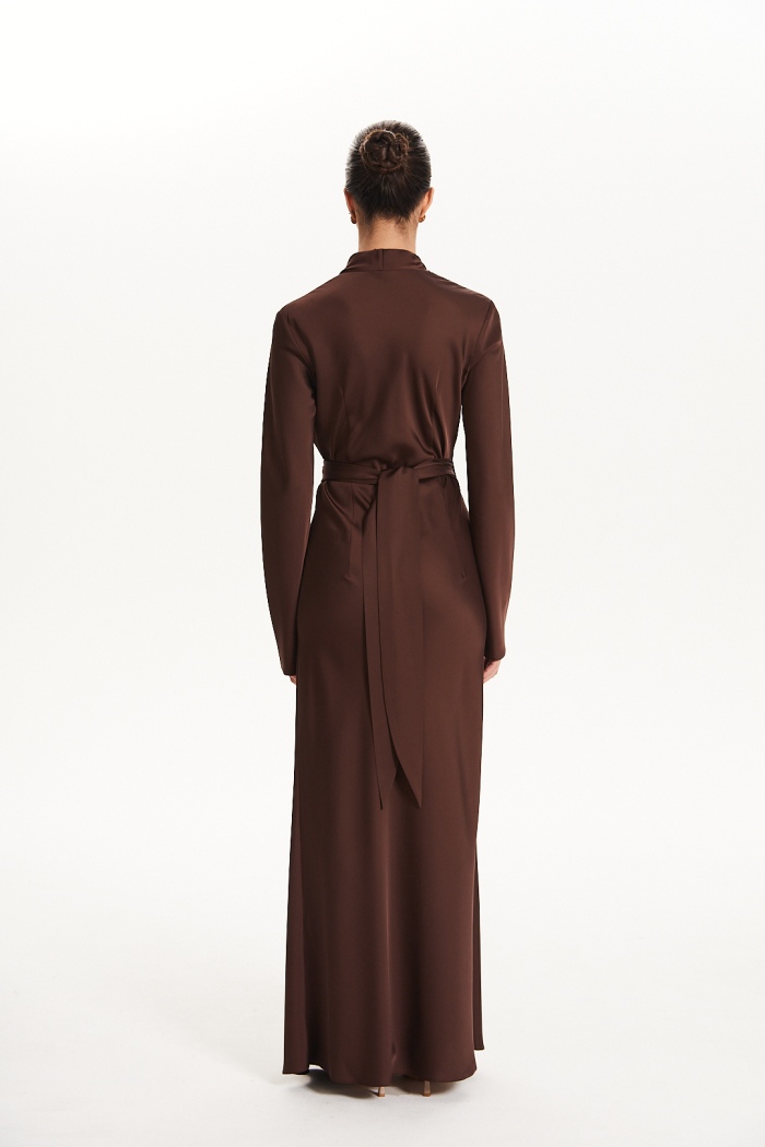 Seven Lab - Платье на запах в шоколадном цвете
