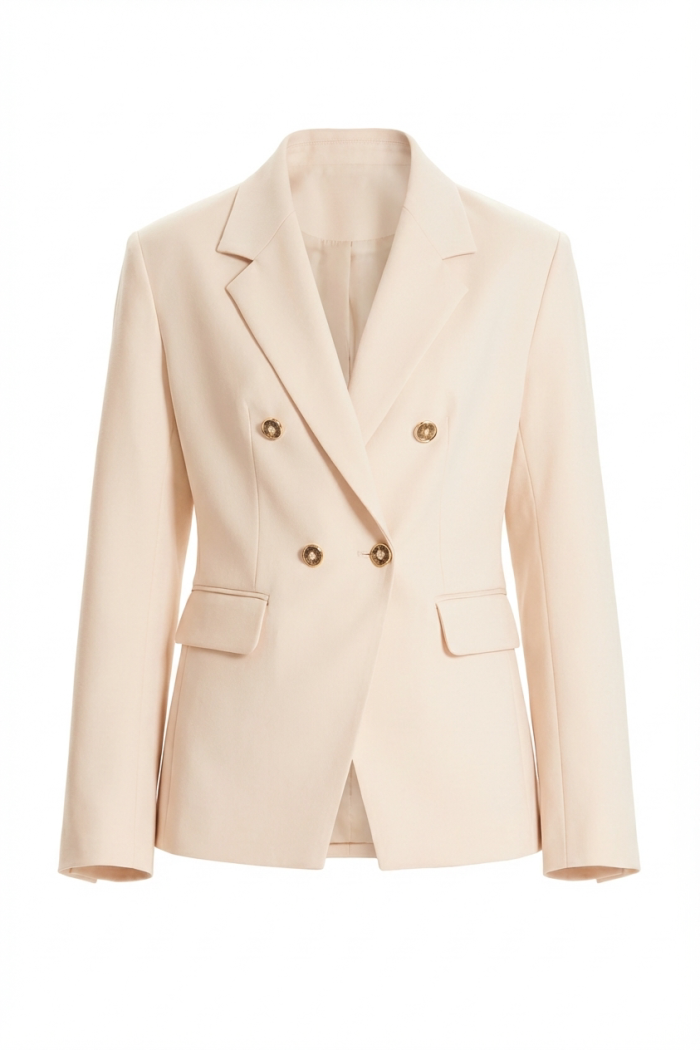 Seven Lab - Жакет двубортный с золотыми пуговицами в бежевом цвете