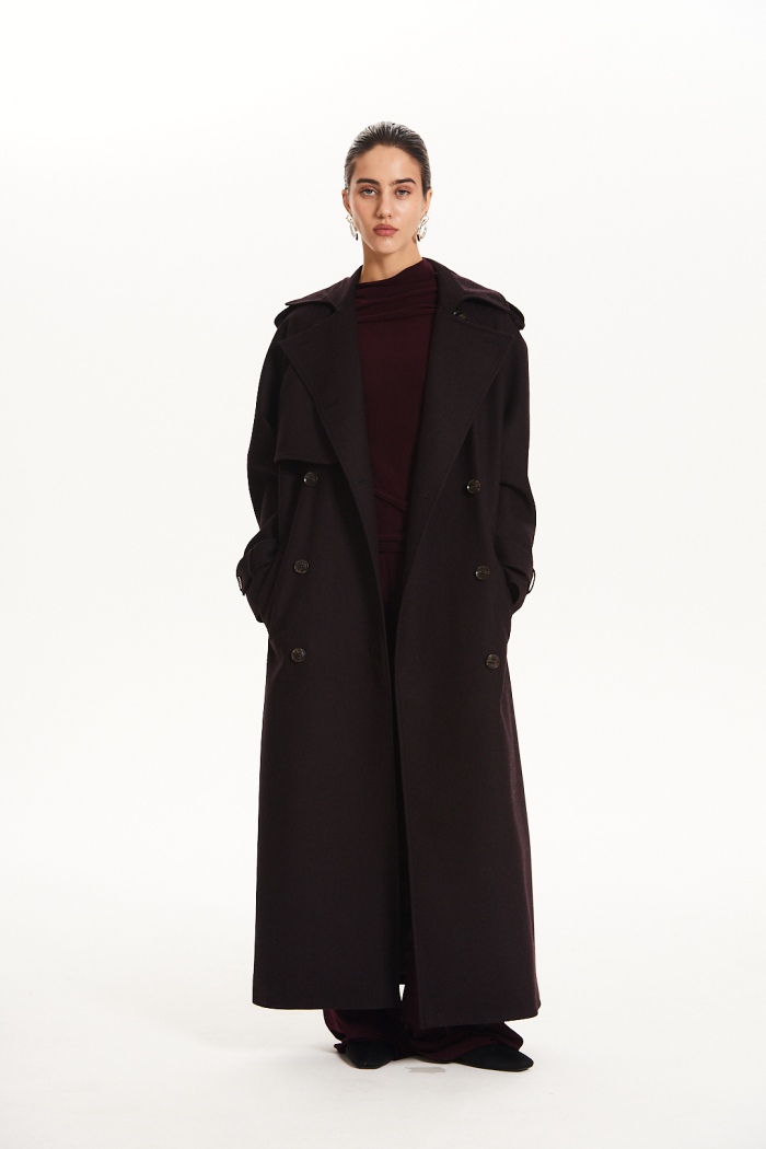 Seven Lab - Пальто свободного кроя в темно-бордовом цвете