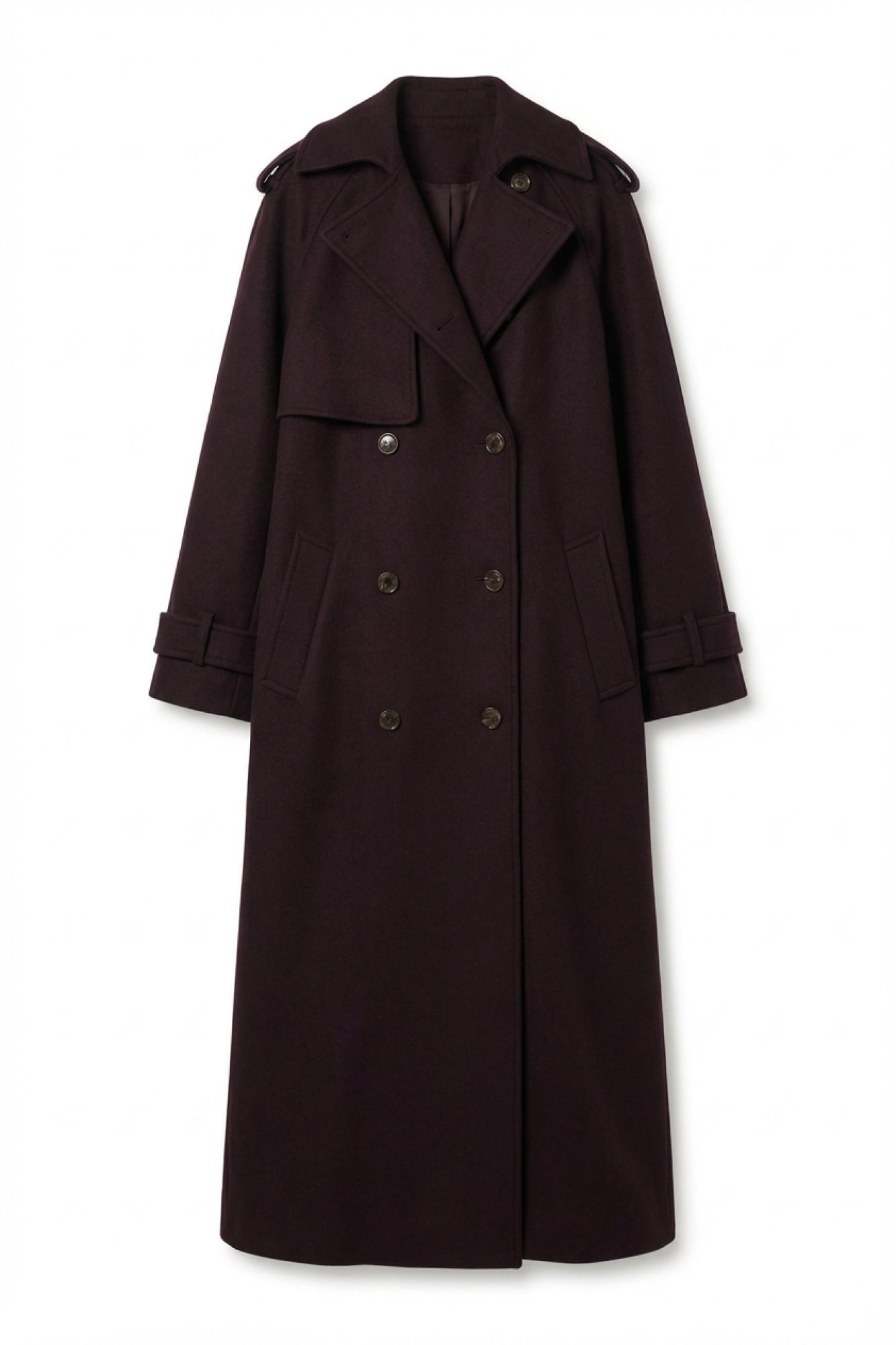 Seven Lab - Пальто свободного кроя в темно-бордовом цвете