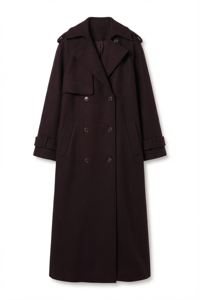 Seven Lab - Пальто свободного кроя в темно-бордовом цвете