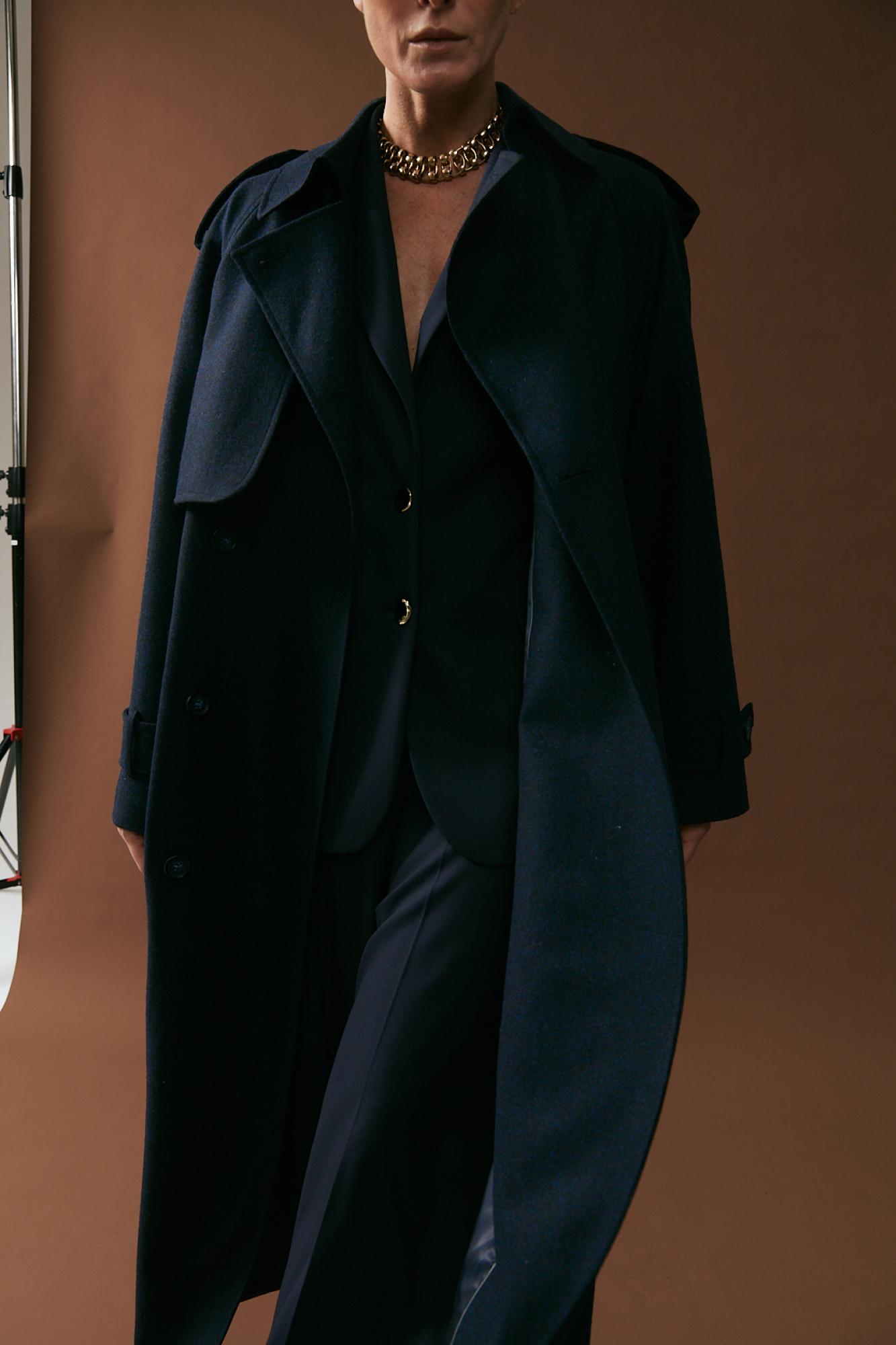 Seven Lab - Пальто свободного кроя в темно-синем цвете