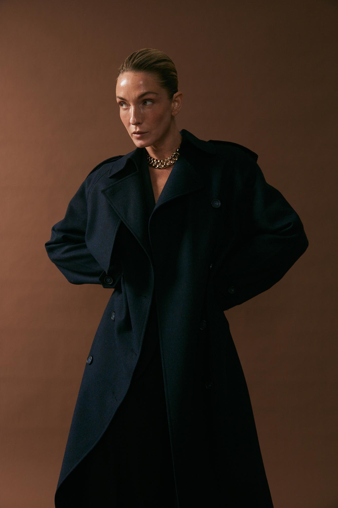 Seven Lab - Пальто свободного кроя в темно-синем цвете