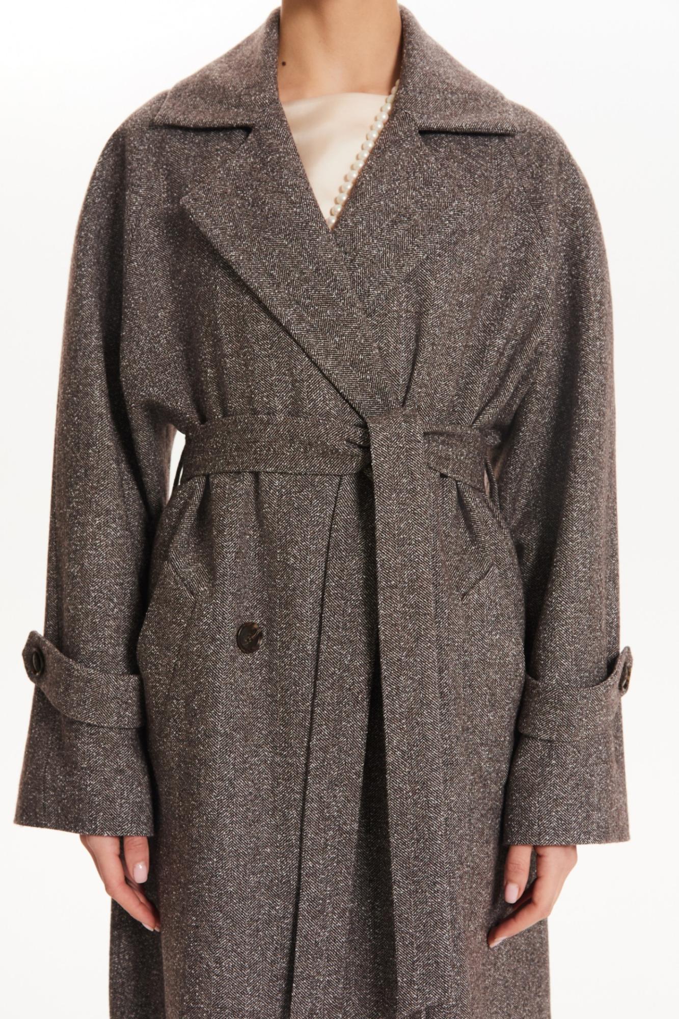 Seven Lab - Пальто-тренч из шерсти в коричневом цвете