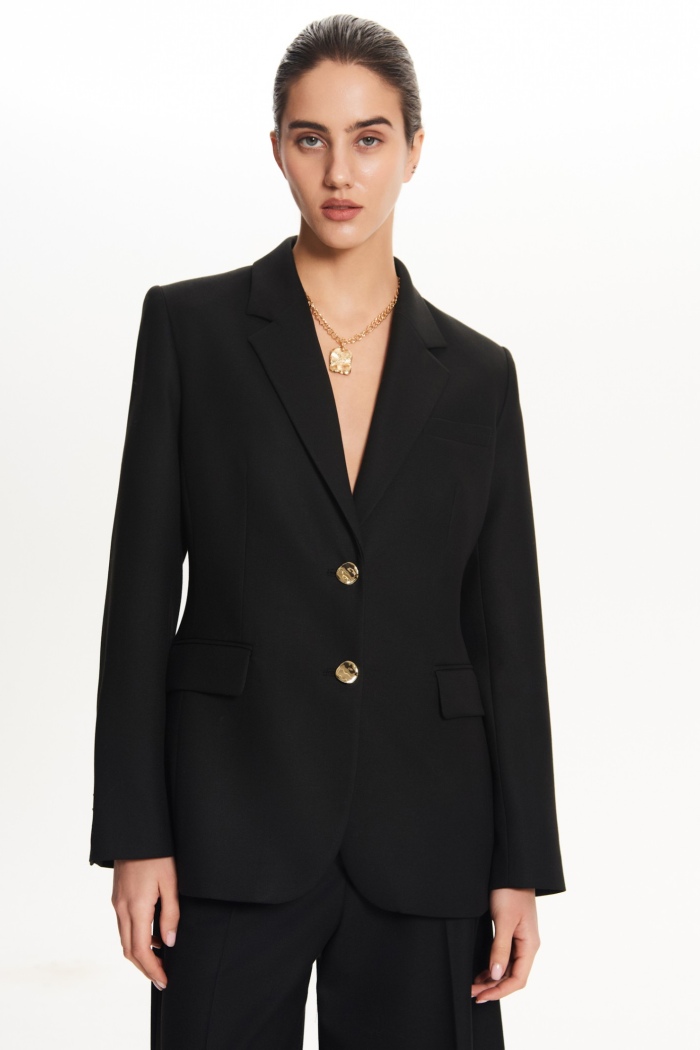 Seven Lab - Жакет прямого кроя с золотыми пуговицами в черном цвете