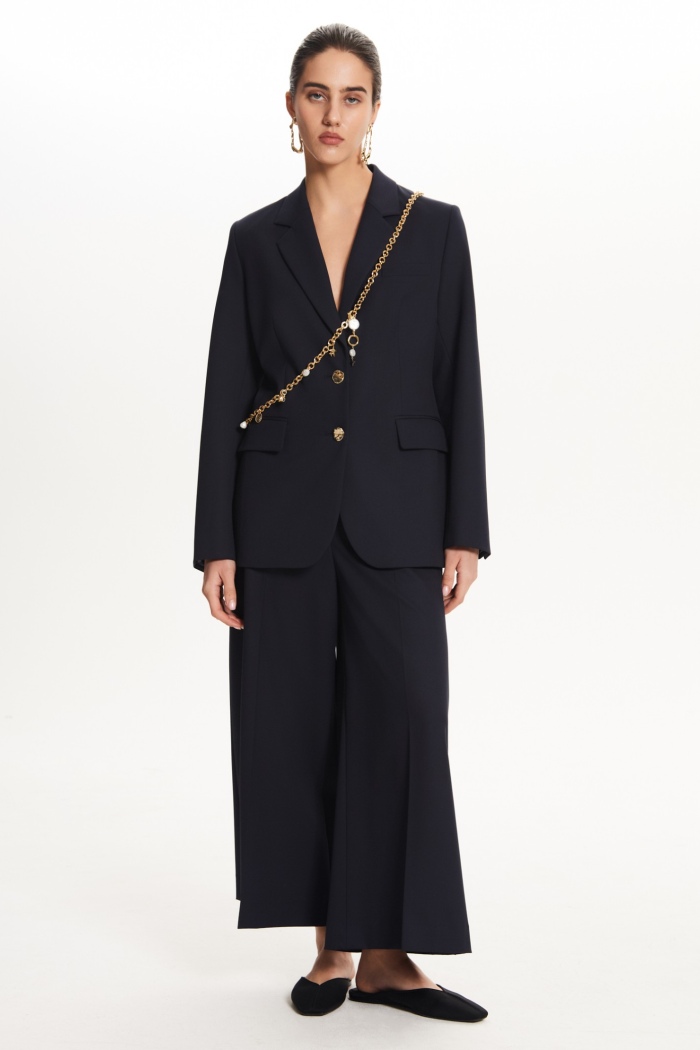 Seven Lab - Жакет прямого кроя с золотыми пуговицами в синем цвете