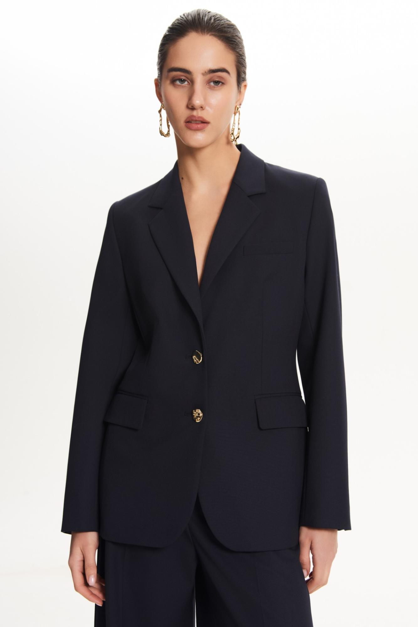 Seven Lab - Жакет прямого кроя с золотыми пуговицами в синем цвете