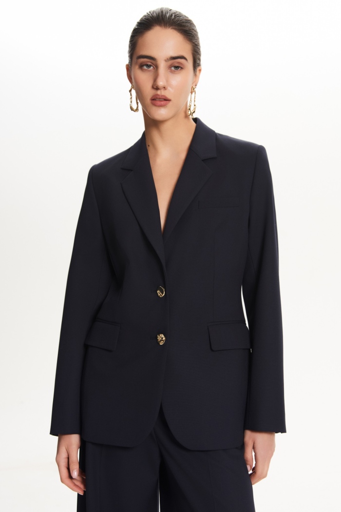 Seven Lab - Жакет прямого кроя с золотыми пуговицами в синем цвете