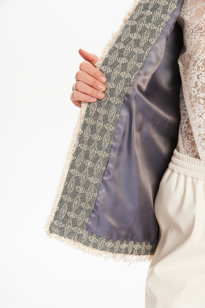 Seven Lab - Жакет свободного кроя с поясом в сером цвете