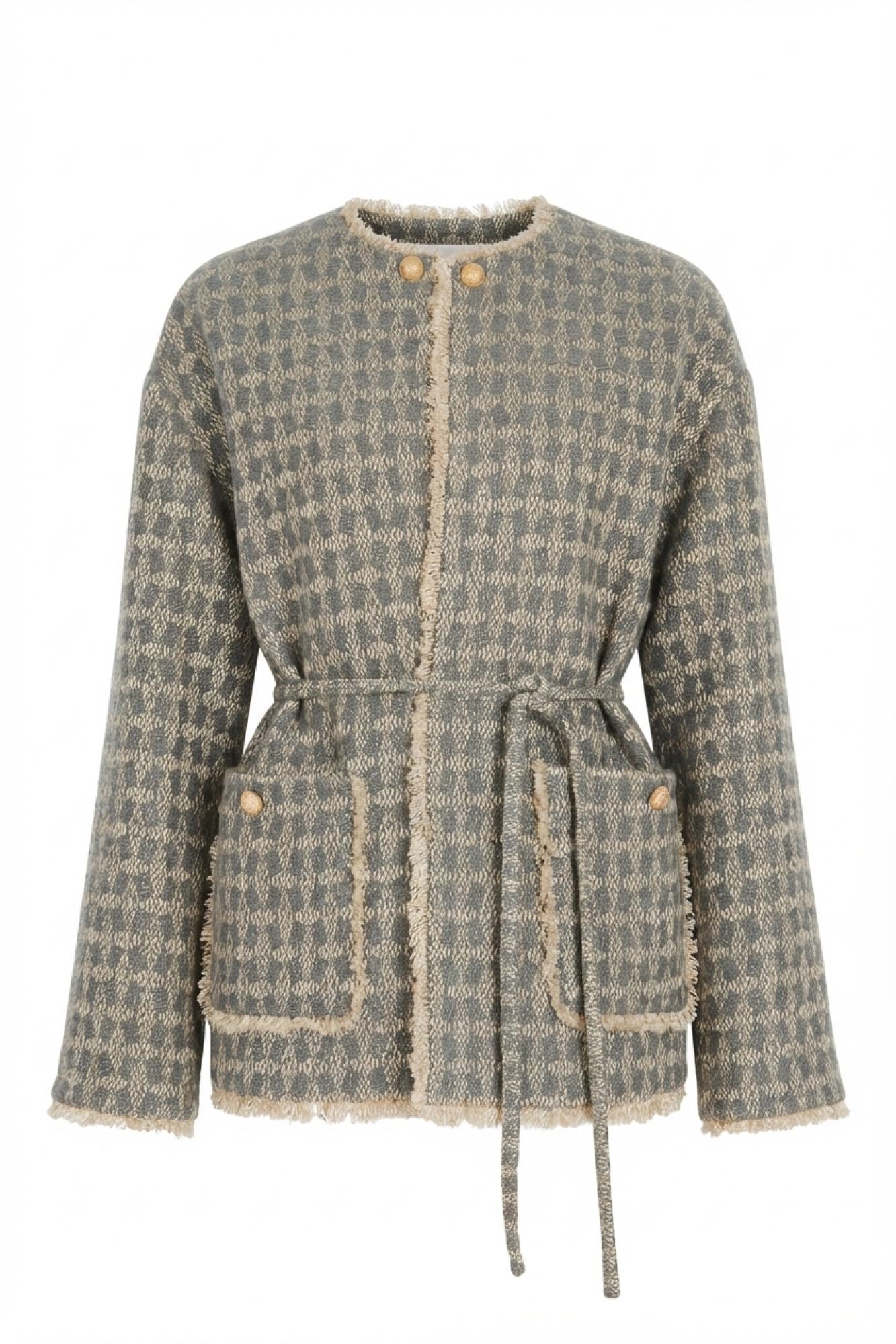 Seven Lab - Жакет свободного кроя с поясом в сером цвете