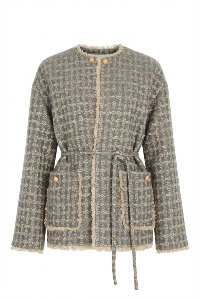 Seven Lab - Жакет свободного кроя с поясом в сером цвете