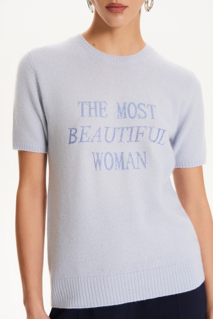 Seven Lab - Джемпер c коротким рукавом со стразами в голубом цвете