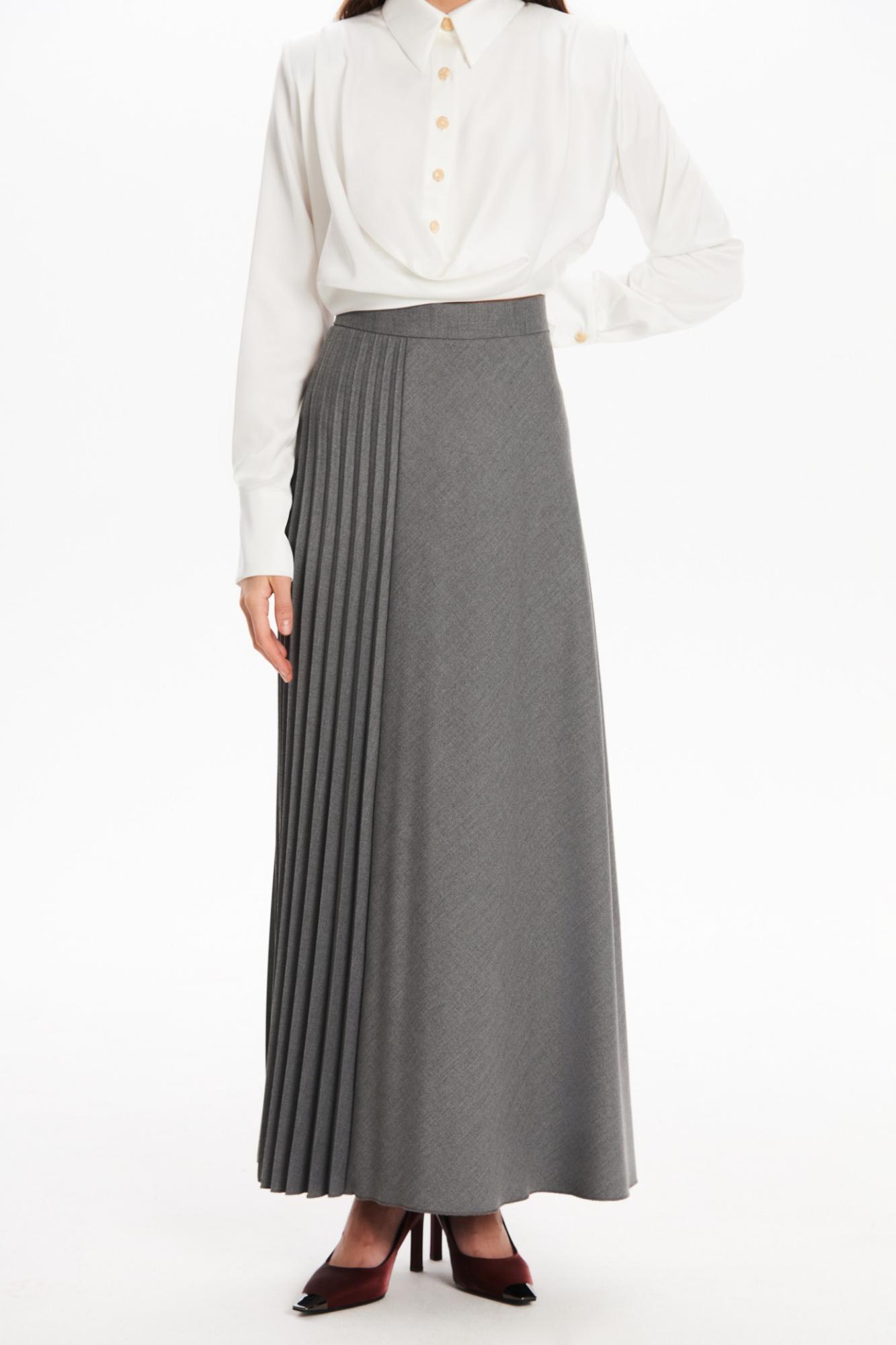 Seven Lab - Юбка полуплиссе в сером цвете