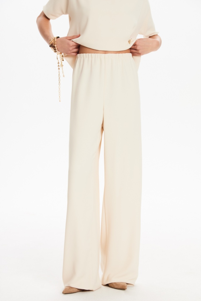 Seven Lab - Брюки свободного кроя на резинке в кремовом цвете