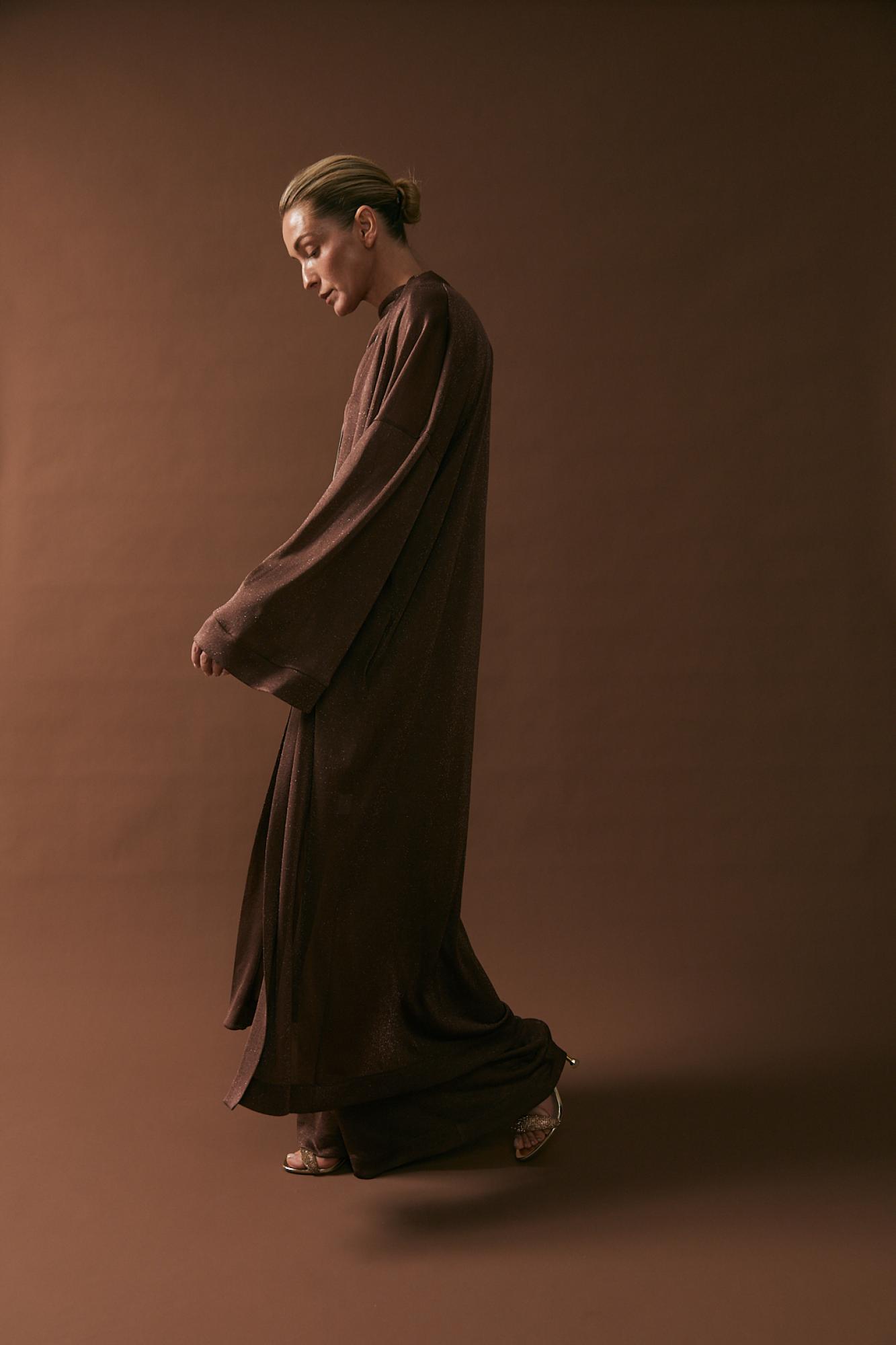 Seven Lab - Кардиган с люрексом в коричневом цвете