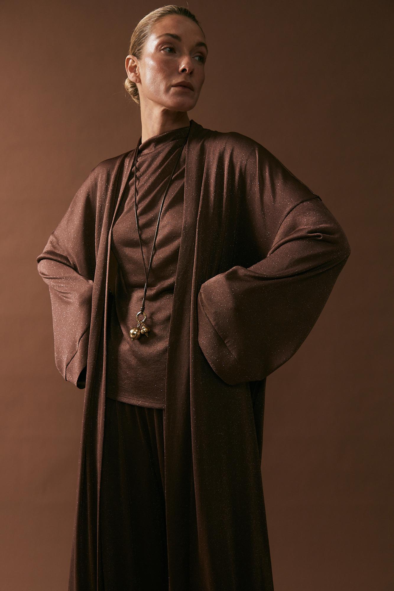 Seven Lab - Кардиган с люрексом в коричневом цвете