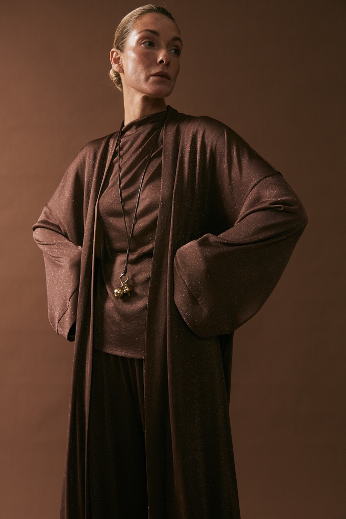 Seven Lab - Кардиган с люрексом в коричневом цвете