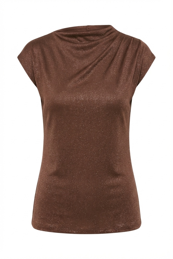 Seven Lab - Топ с коротким рукавом в коричневом цвете